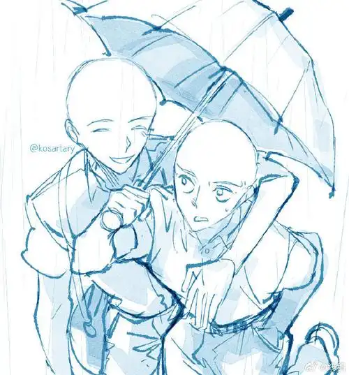下雨天撑伞双人线稿模板绘画素材  线稿超话#最近画了什么##板绘