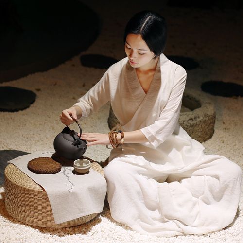 中式禅修服棉麻汉服白色打坐禅服瑜伽服气质风茶道服女套装夏