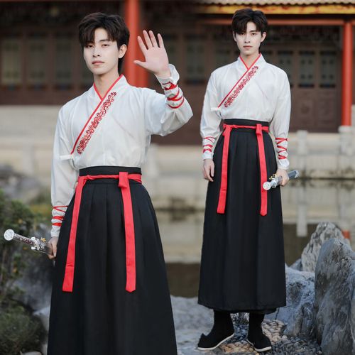 夏庄汉服男中国风古风武侠剑客帅气男士大码公子学生班服套装古装衣服