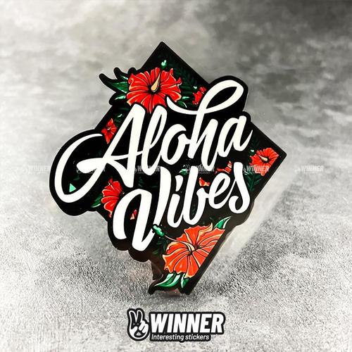 创意个性涂鸦字母aloha夏威夷贴纸 汽车摩托车头盔车窗反光贴包邮