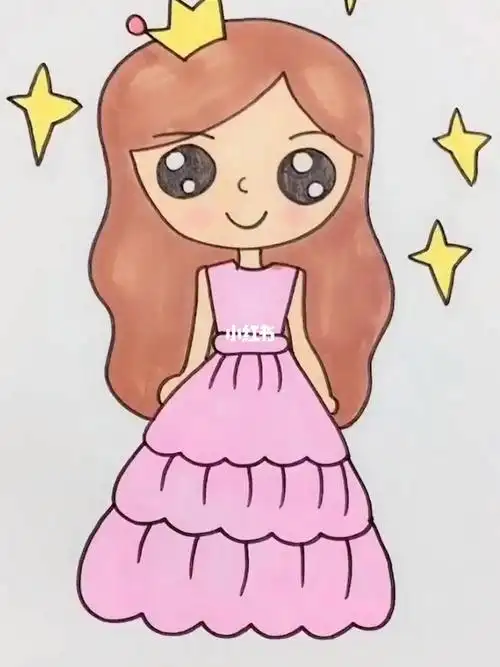 水彩笔画画公主简笔画