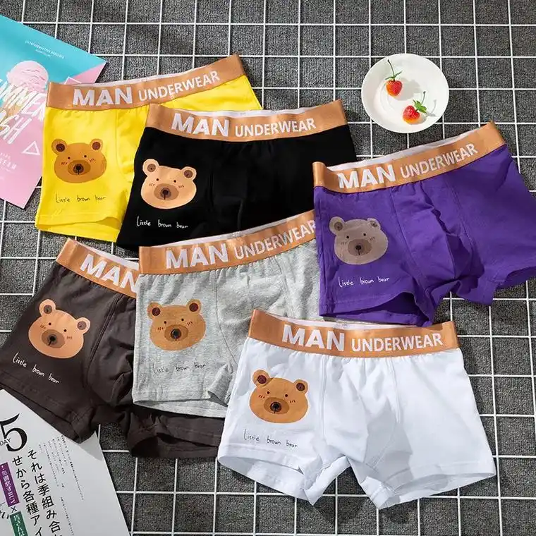 男平角裤棉中腰透气卡通可爱个性四角底裤潮流韩版宽松 ,l,x - 抖音