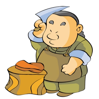 手绘卡通拿刀屠夫