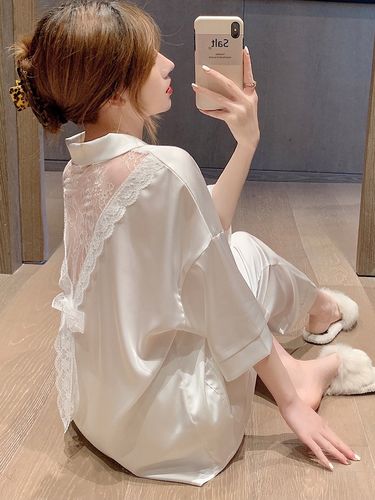 日本代购softhoney2021新款睡衣甜美冰丝性感露背睡衣