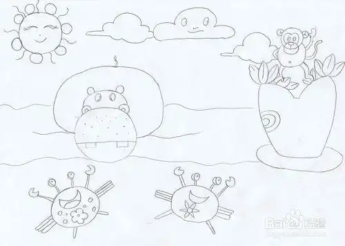 白天卡通简笔画