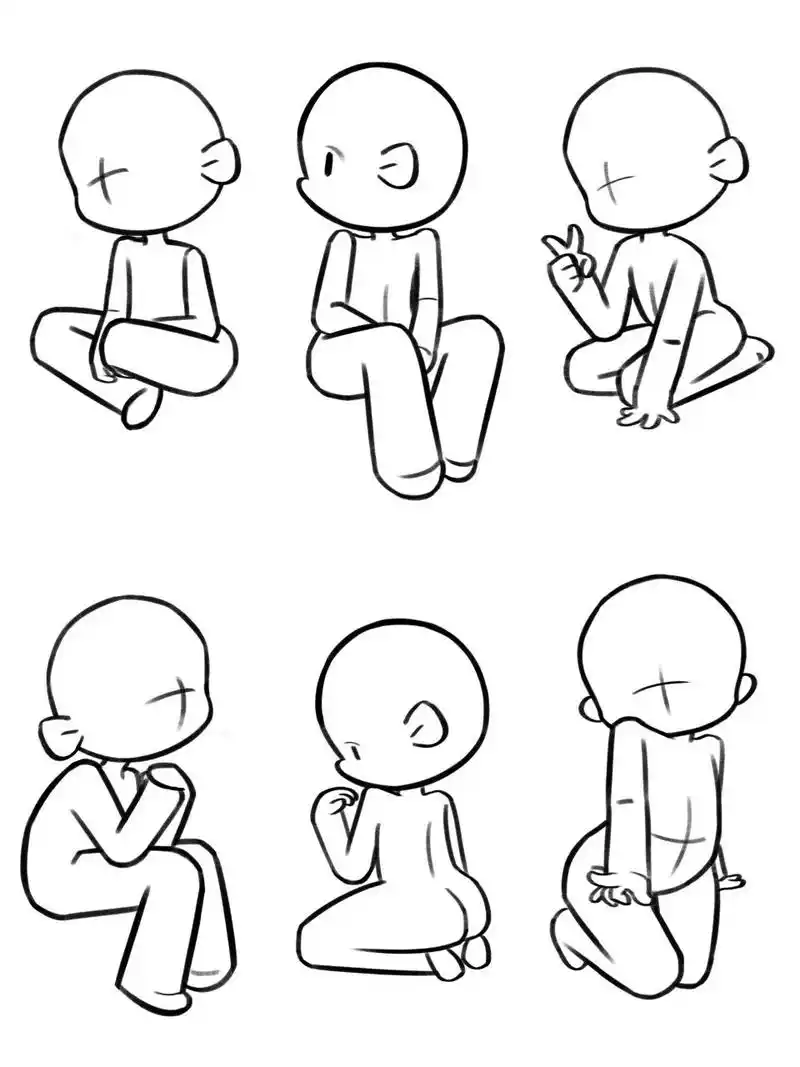 q版人物动态|3头身|坐姿 6个常用坐姿人体动态 我画的素材分享给大家
