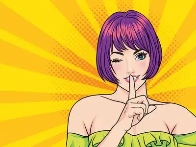 女人用手指嘴唇沉默手势流行艺术风格女人横幅闭嘴.