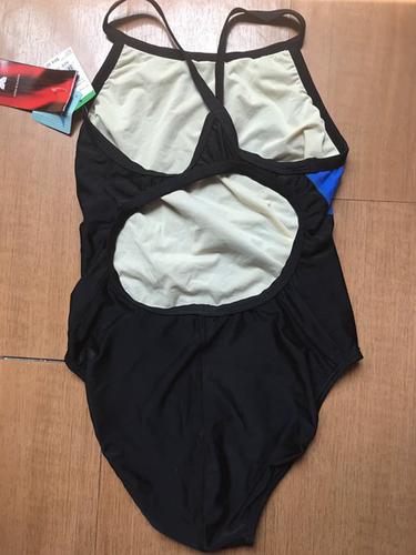 tyr欧美出口x背黑色拼色女双层连体三角速干专业游泳衣比赛竞技