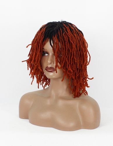 外贸非洲脏辫假发黑人渐变色短卷发高温丝玫瑰内网头套