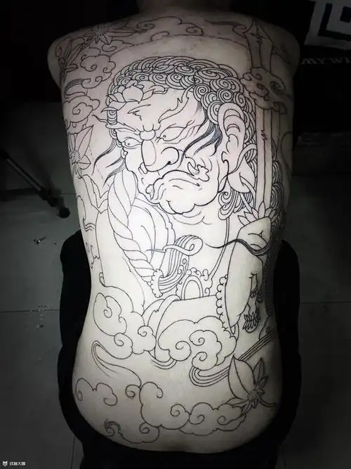 满背线条不动明王线条_纹身图案手稿图片_ 龙缘的纹身作品集