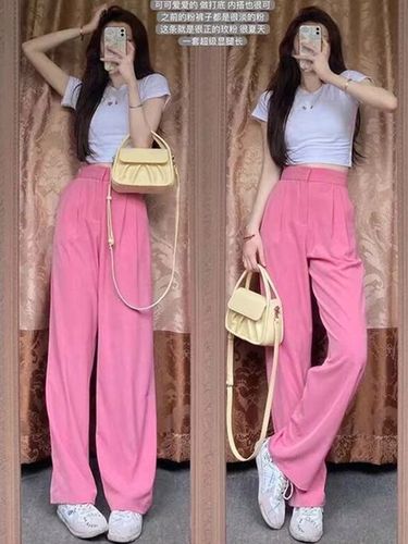 粉色阔腿裤套装