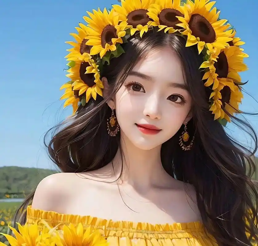 温暖治愈向日葵女生头像.