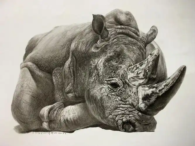 精微素描学员作品犀牛