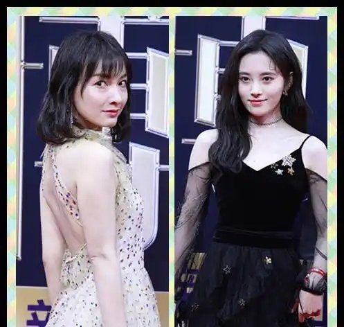 吴昕和鞠婧祎的身高差不多,但气质相差大,穿的礼服风格也不同_纱裙