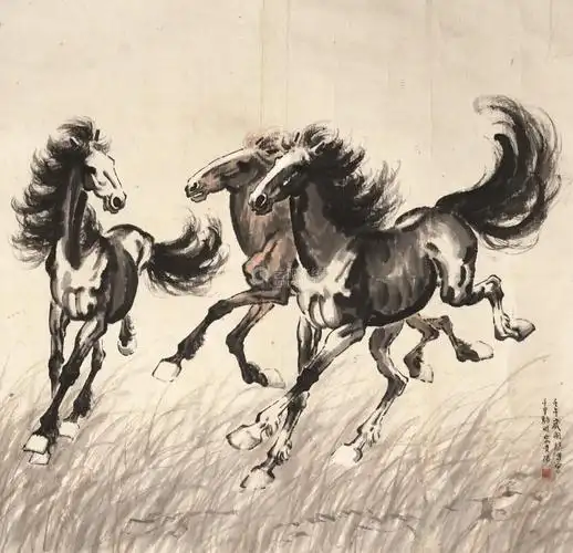 徐悲鸿 骏马图 纸本镜片