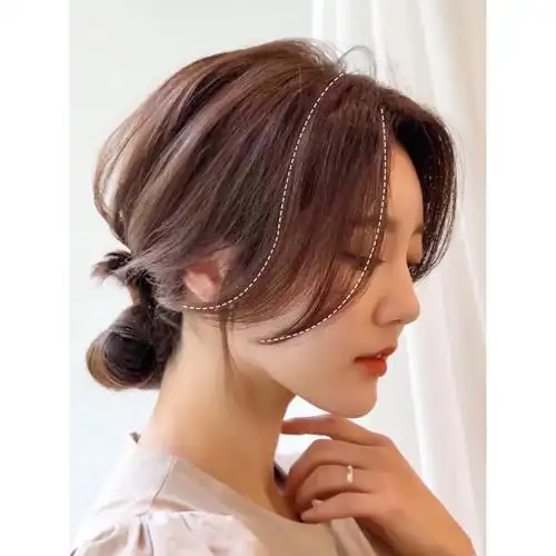 八字刘海真发发片空气刘海假发贴片无痕隐形法式假刘海 两片装【短款