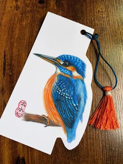 彩铅手绘书签小翠一枚