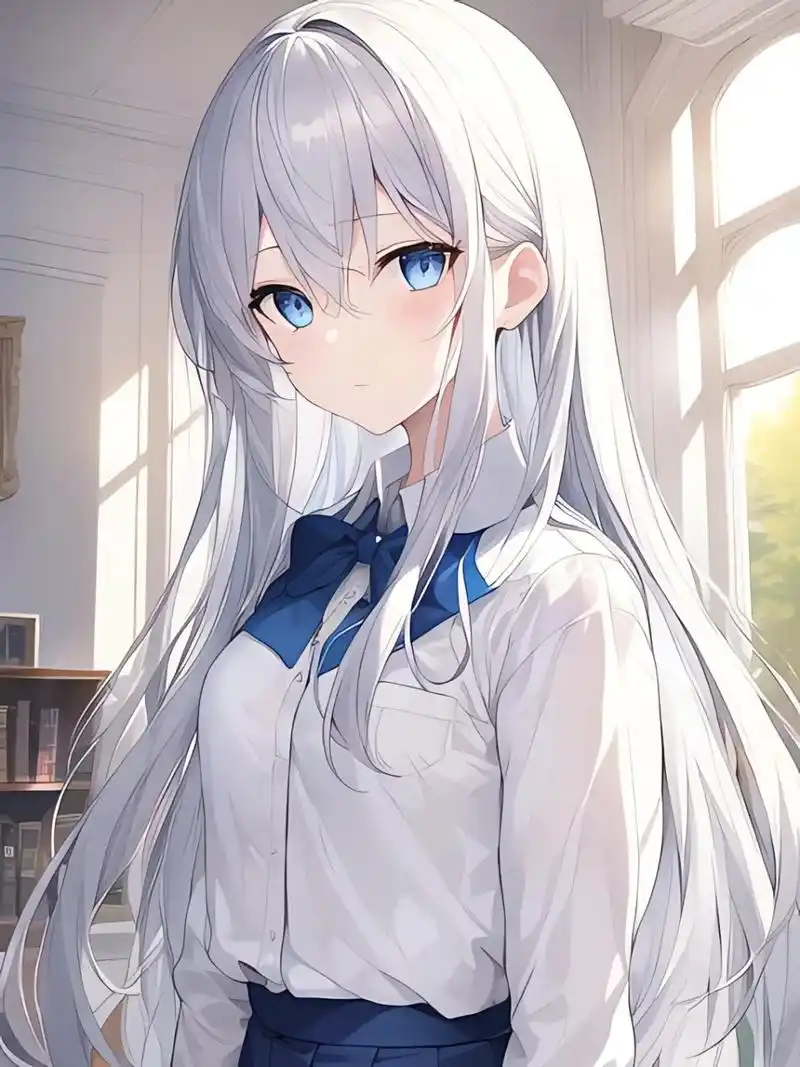 白发高冷的小萝莉  又酷又奶,我好爱