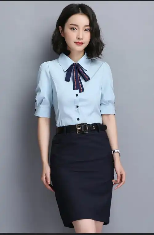 诗璐雅职业套装女衬衫两件套裙夏季时尚气质空姐制服ol白领工作服女