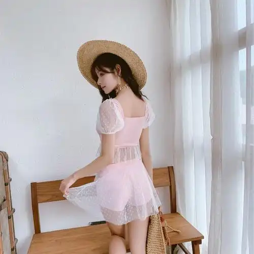 泳装女 2020夏季新款仙女范防走光游泳衣女分体仙女范蕾丝小清新ins风