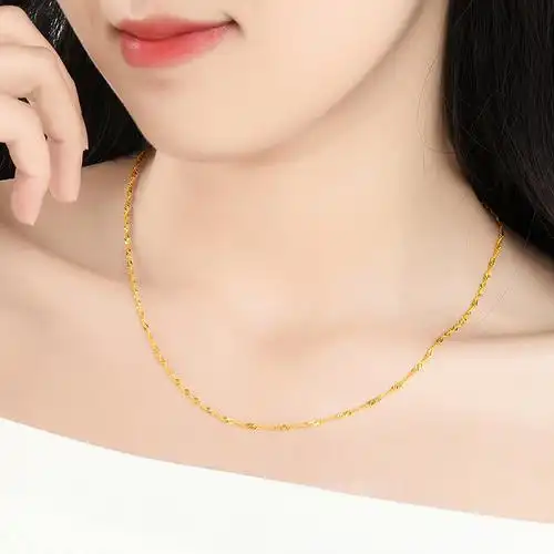 黄金项链水波足金素链首饰饰品细款新款锁骨颈饰