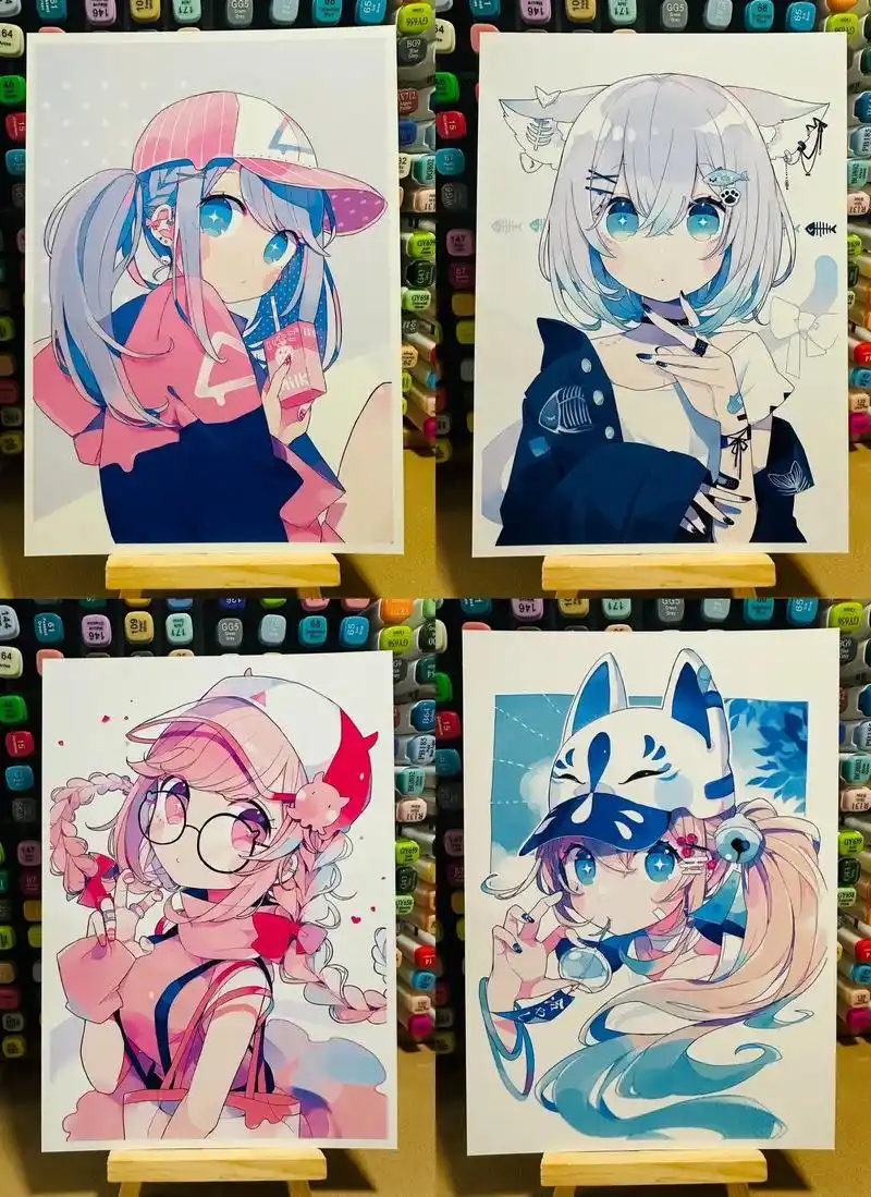 动漫人物半身绘画分享/动漫女孩马克笔绘画.#这画是用了亿点点 - 抖音