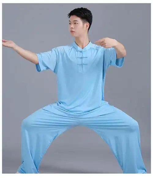 t恤衫太极服男夏天短袖t恤单件上衣夏季武术太极服装太极拳练功服夏款