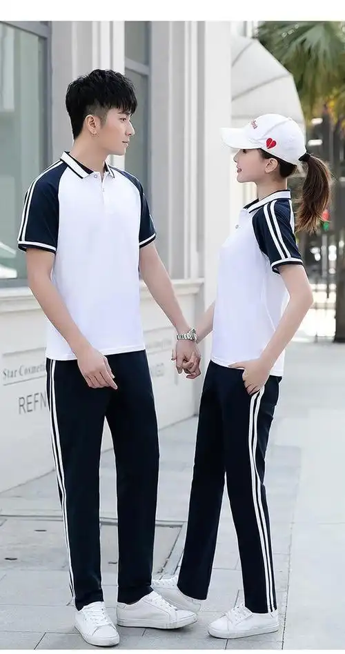 高中生校服运动装夏季短袖白色棉衬衫学院英伦风中学班服大码绿色单