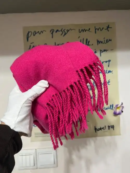 日本制paulsmith玫红色羊绒羊毛围巾