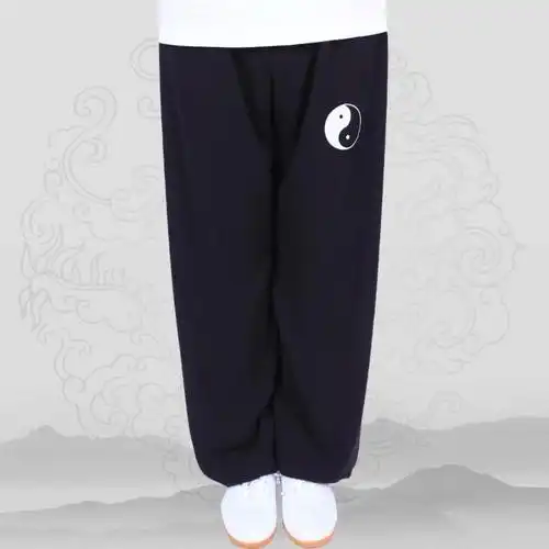 安·踏同款太极裤女夏夏季棉加丝太极拳练功裤男宽松瑜伽灯笼裤武术裤