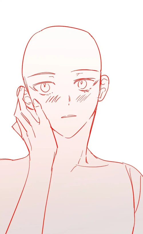 绘画素材害羞的表情变化板绘线稿