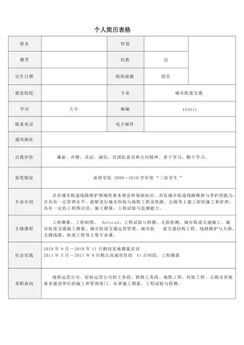 个人简历电子版图片