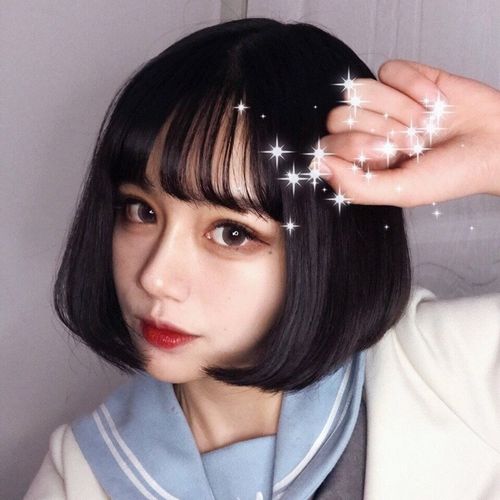 aidahngj假发女短发bobo头学生齐肩短发修脸可爱网红空气刘海锁骨假发