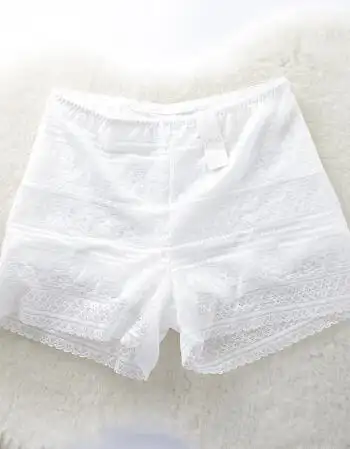 安全裤防走光女夏不卷边蕾丝薄款短裤假两件女士内裤 白色 l