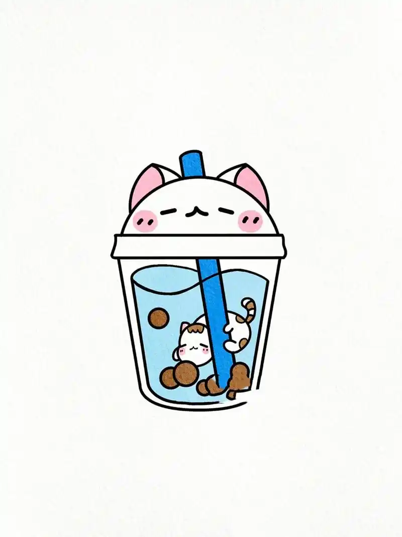 萌萌的三只熊系列奶茶|夏日饮品可爱简笔画 夏天靠奶茶续命 .