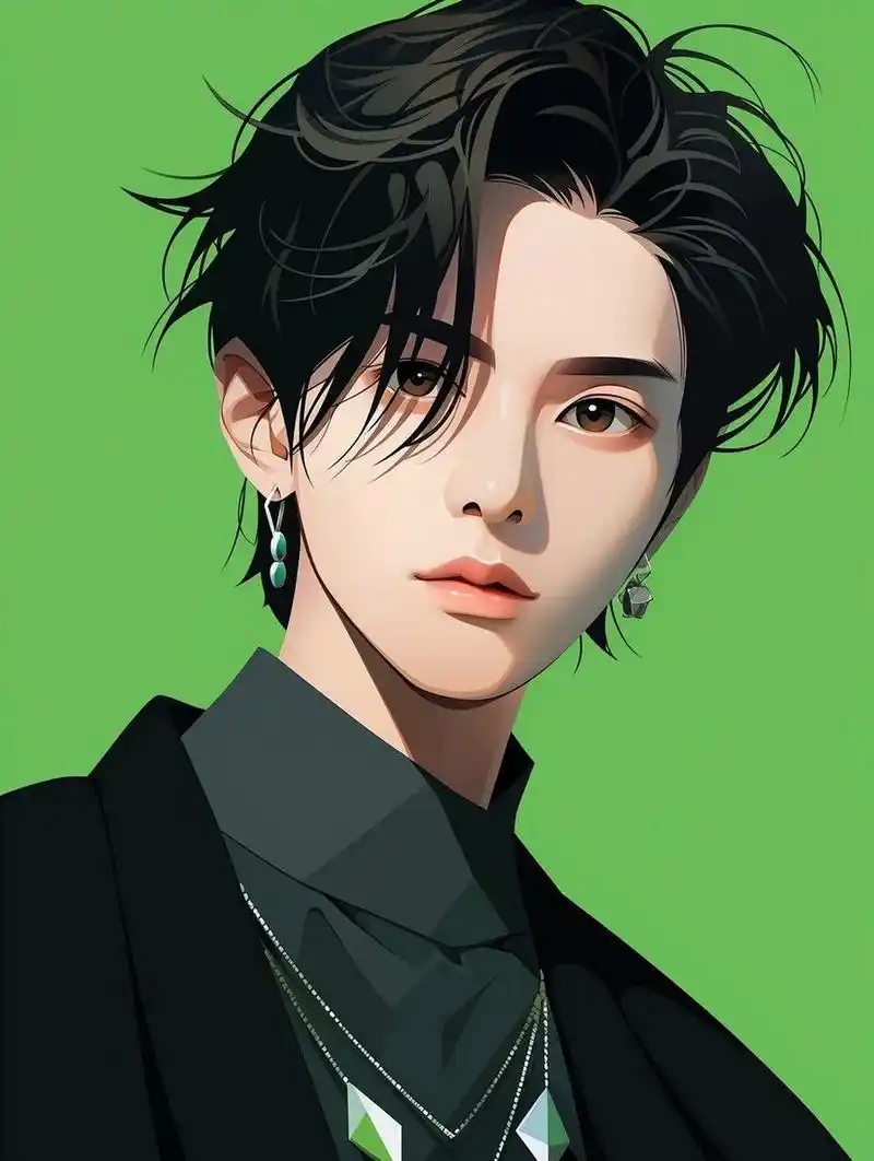 极简美学|男生插画头像|绿色系|王一博 王一博 不知道像不像 勿喷 之
