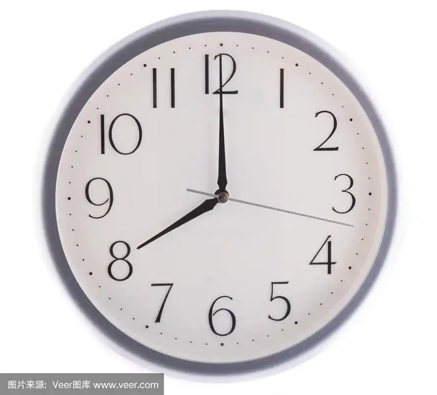 孤立的白色时钟在八点