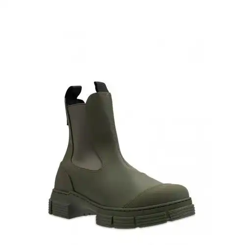 甘尼ganni 靴子女士奢侈品45毫米橡胶及踝雨靴 military green 41 it