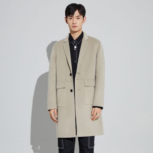 毛呢大衣太平鸟男装双面中长秋冬新款外套韩版潮毛呢大衣