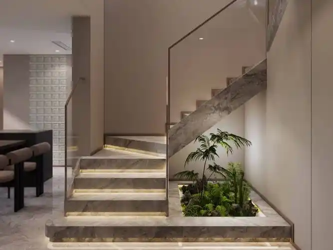 265㎡ 现代轻奢风: 微霞含翠,静落轻柔_空间_楼梯_自然