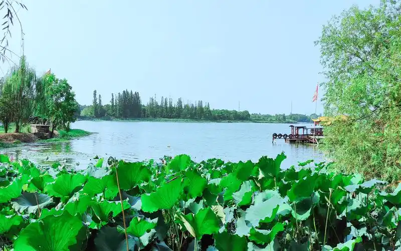 张公山寨乘古战船,赏湖光美景,集湿地生态景观,农业休闲一体