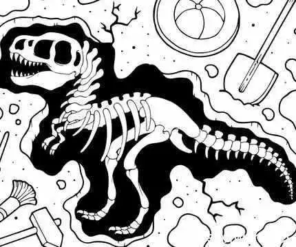 恐龙骨头化石的简笔画