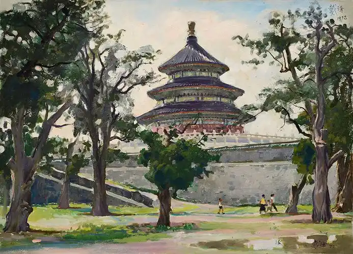 戴泽  《天坛》 40x45cm   油画郝茂/处长欣赏王沂东的油画作品王易