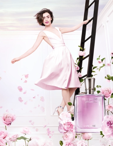全新lanc?me兰蔻奇迹绽放香水代言人-莉莉·柯林斯(lily collins)