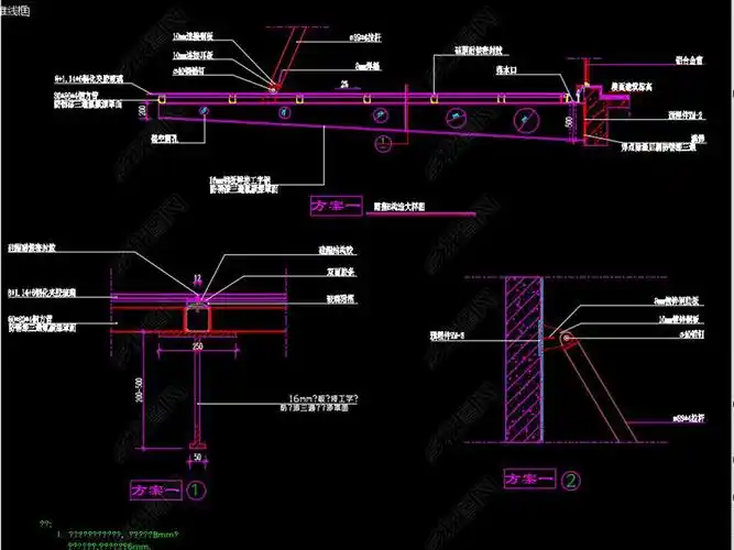玻璃雨棚cad图纸效果图