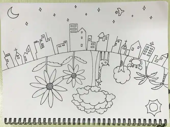 我喜欢的白天简笔画