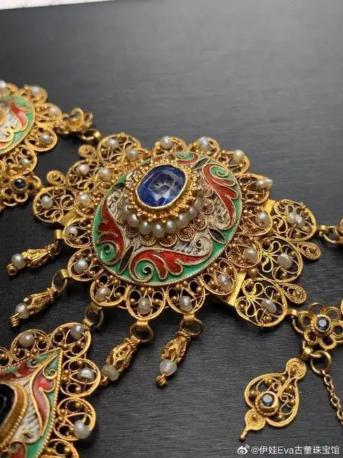 欧洲古董珠宝[嘿哈]乔治时期纯手工炸珠花丝工艺古董项链,集华丽,精致