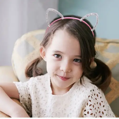 可爱儿童水钻猫耳朵发箍镶钻兔耳朵头箍韩版闪亮米奇熊耳朵头扣