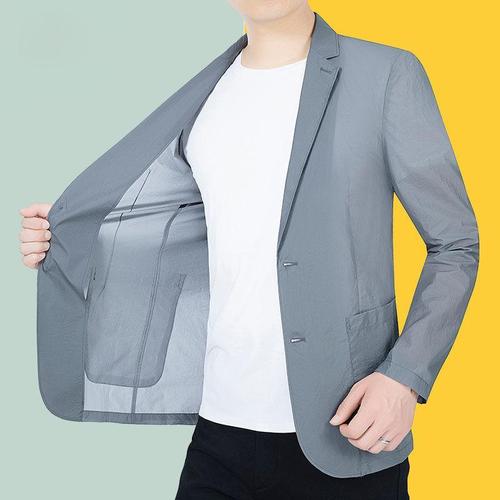 夏天薄款宽松商务休闲西装上衣防晒西服男士夏季超薄冰丝单西外套