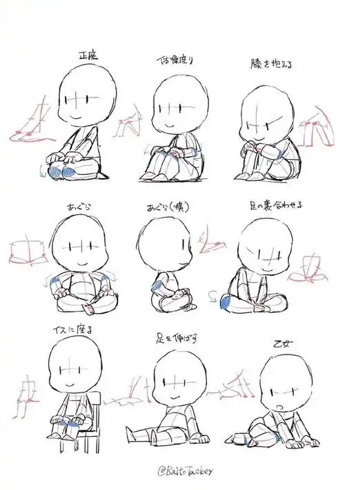 拆解2头身q版人物的形态比例及人体动态线